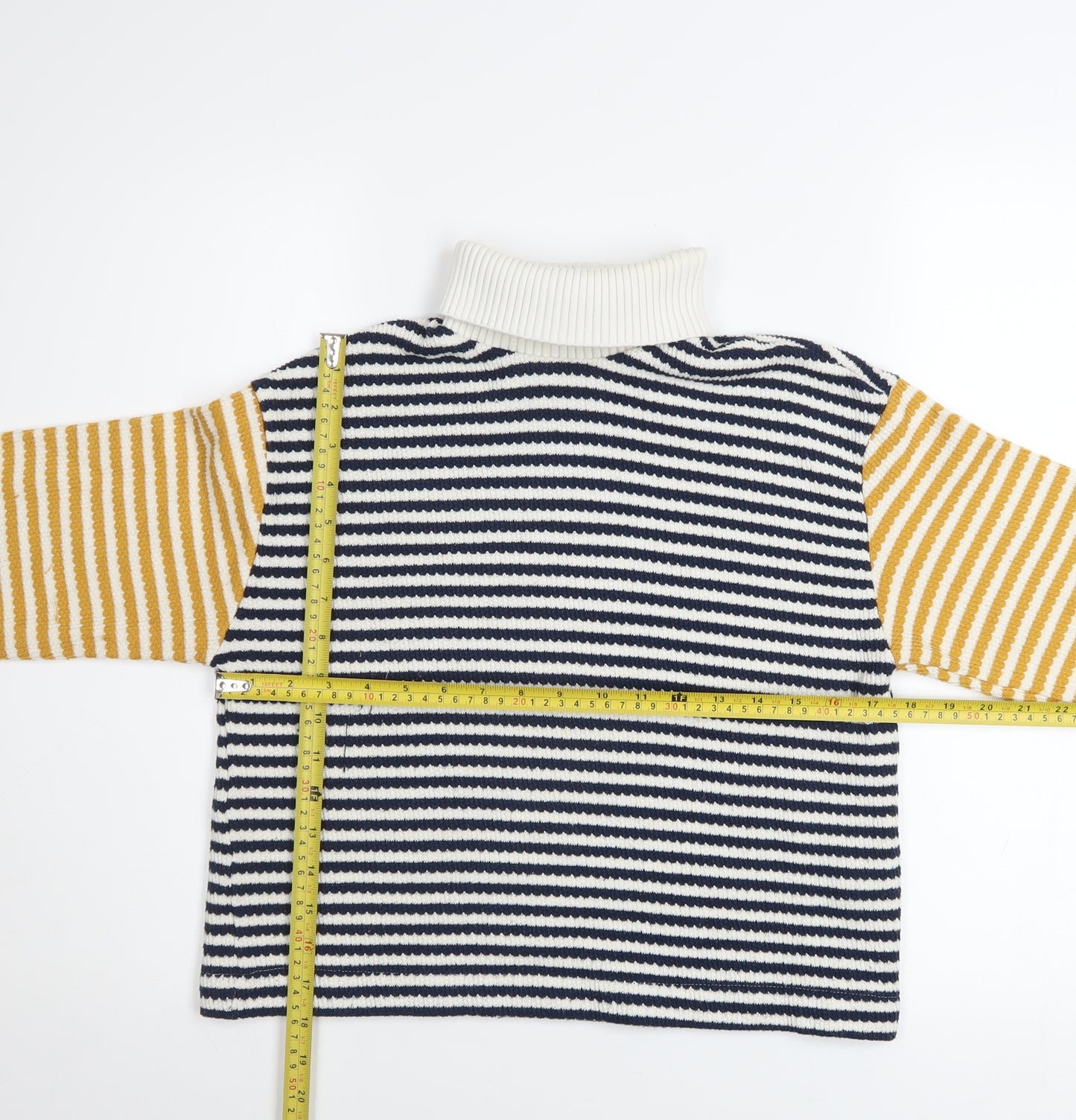 ZARA Women’s Multicoloured Striped Roll Neck Knit Jumper Size S