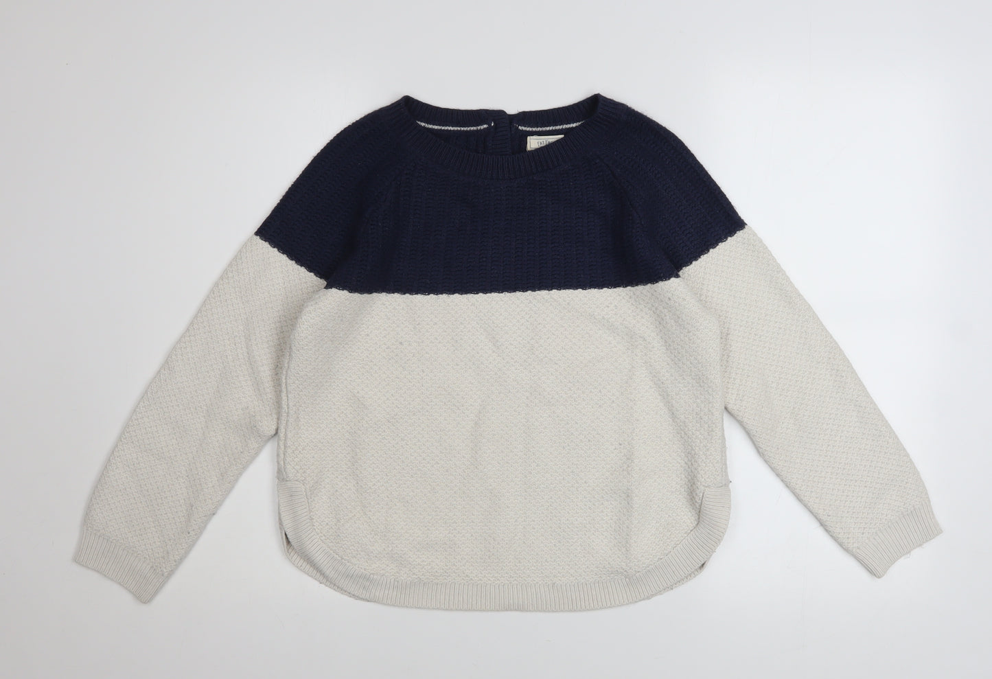 Fat Face Women Blue Ivory Crew Neck Long Sleeve Pullover Jumper Size 8