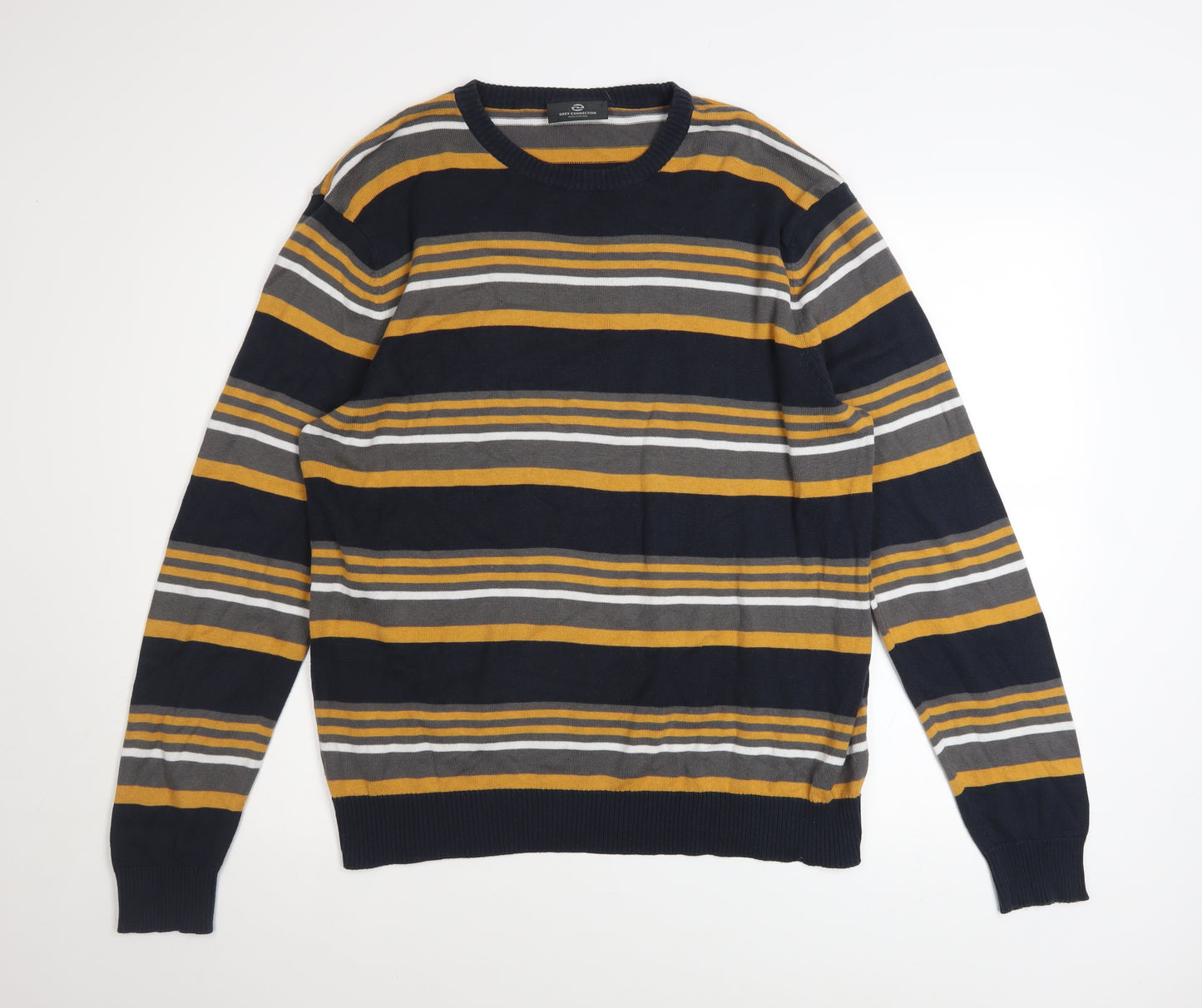 Grey Connection Men's Multicoloured Striped Cotton Acrylic Jumper L
