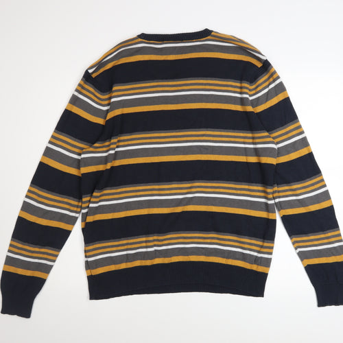 Grey Connection Men's Multicoloured Striped Cotton Acrylic Jumper L