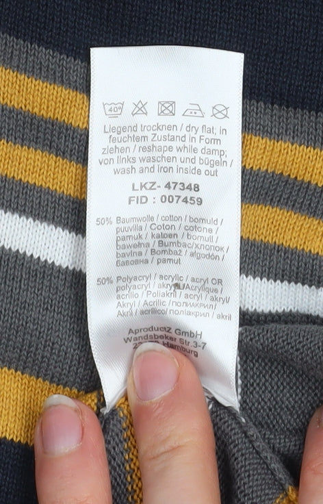 Grey Connection Men's Multicoloured Striped Cotton Acrylic Jumper L