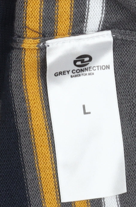 Grey Connection Men's Multicoloured Striped Cotton Acrylic Jumper L