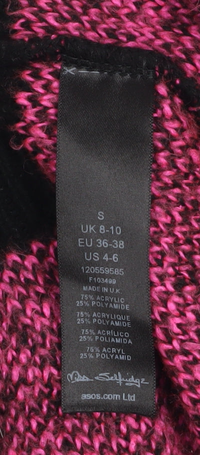 ASOS Women’s Pink Black Argyle Chunky Knit Pullover Jumper Size S