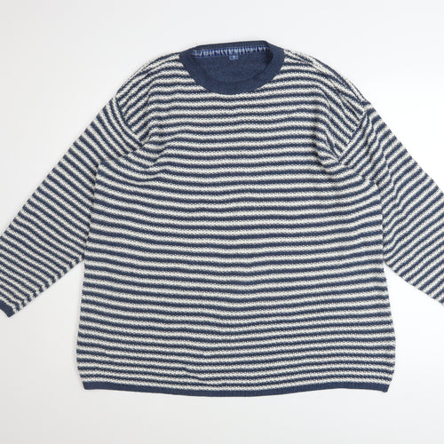 Next Men's Blue Striped Knit Pullover Jumper Size S