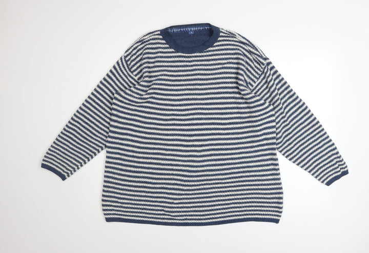 Next Men's Blue Striped Knit Pullover Jumper Size S