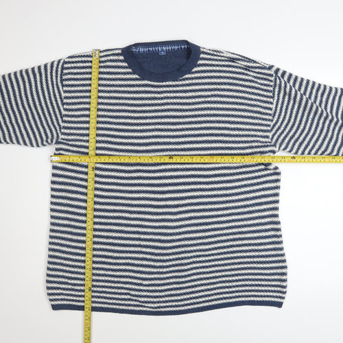 Next Men's Blue Striped Knit Pullover Jumper Size S