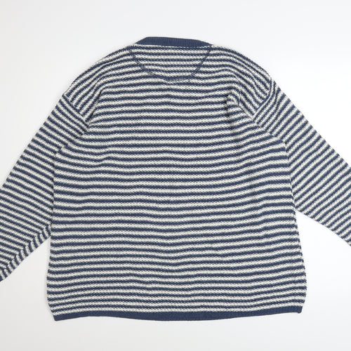Next Men's Blue Striped Knit Pullover Jumper Size S