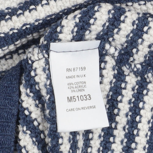 Next Men's Blue Striped Knit Pullover Jumper Size S