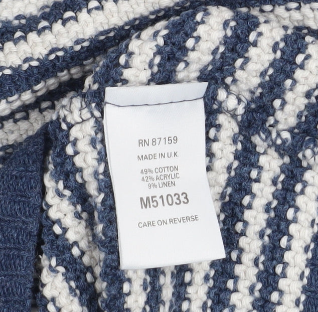 Next Men's Blue Striped Knit Pullover Jumper Size S