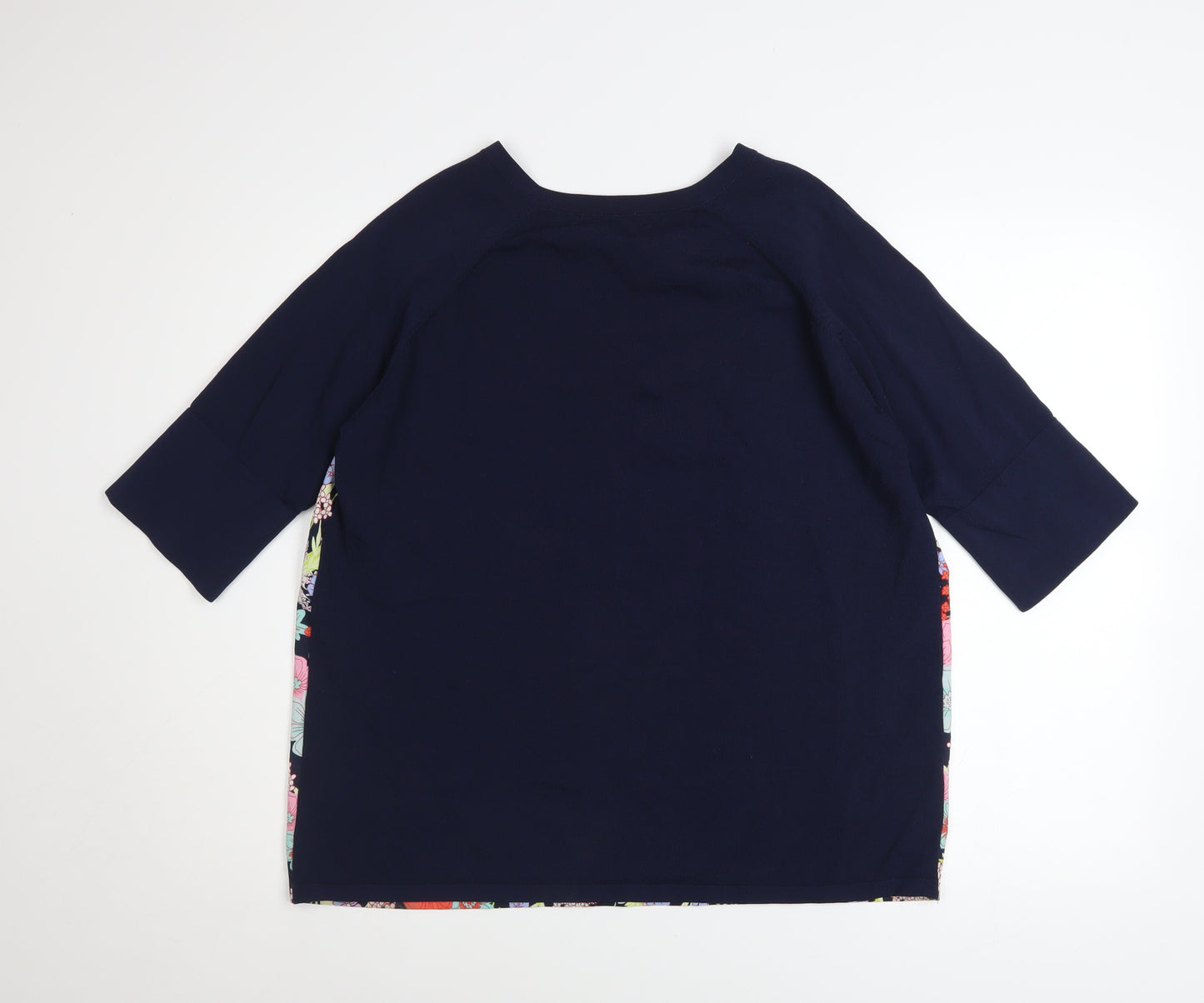 Next Women's Multicoloured Floral V-Neck 3/4 Sleeve Tunic Blouse Size 16