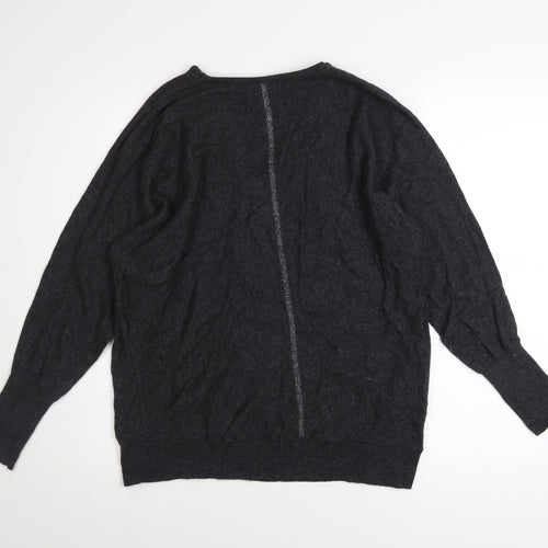 Mint Velvet Women’s Black Wool Cashmere V-Neck Zip Jumper M