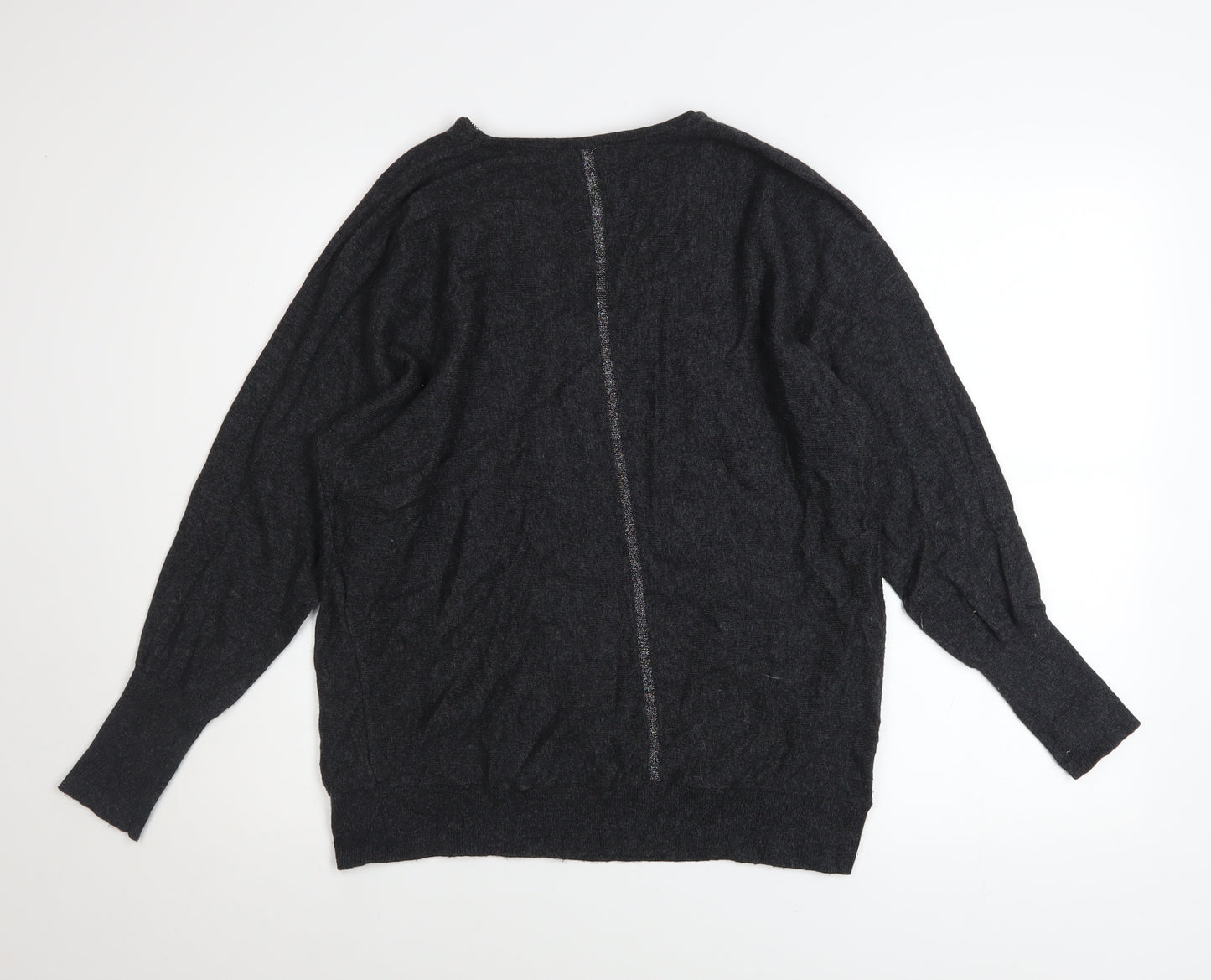 Mint Velvet Women’s Black Wool Cashmere V-Neck Zip Jumper M