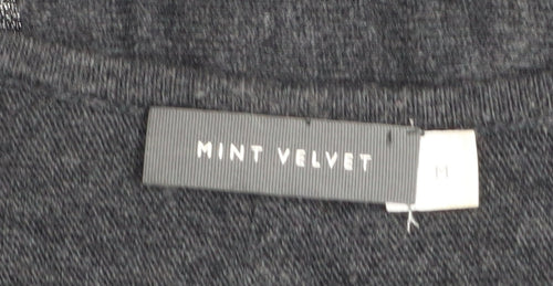 Mint Velvet Women’s Black Wool Cashmere V-Neck Zip Jumper M