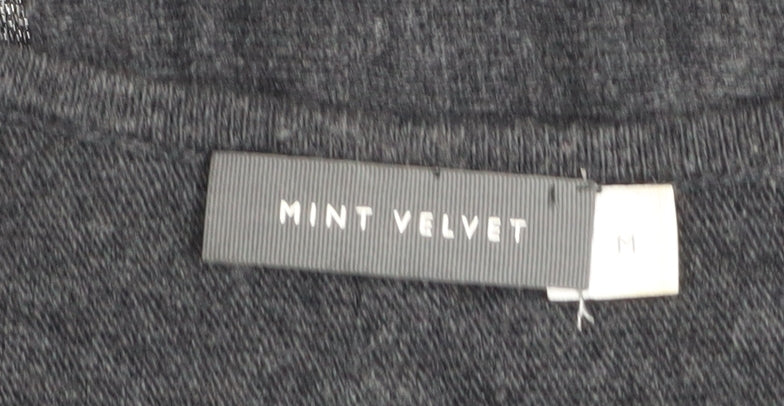 Mint Velvet Women’s Black Wool Cashmere V-Neck Zip Jumper M