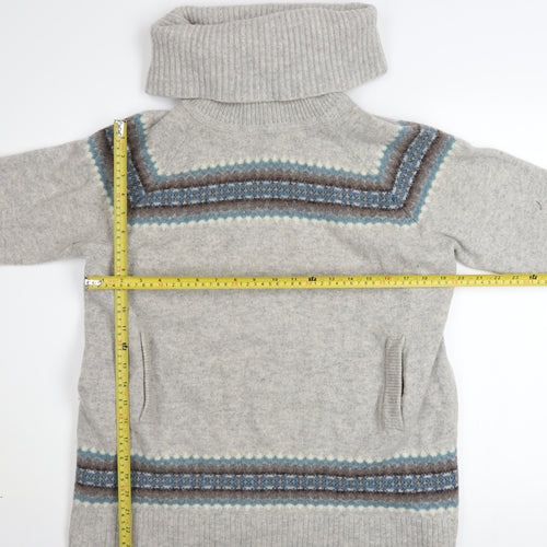 Gap Womens Grey Fair Isle Roll Neck Lambswool Jumper Size M