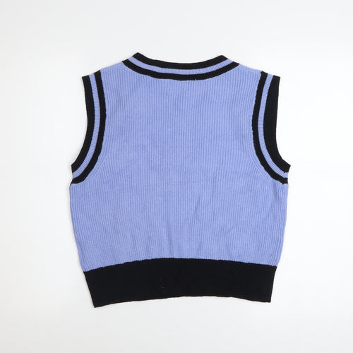 Brave Soul Women's Blue Sleeveless V-Neck Knit Vest Jumper Size S
