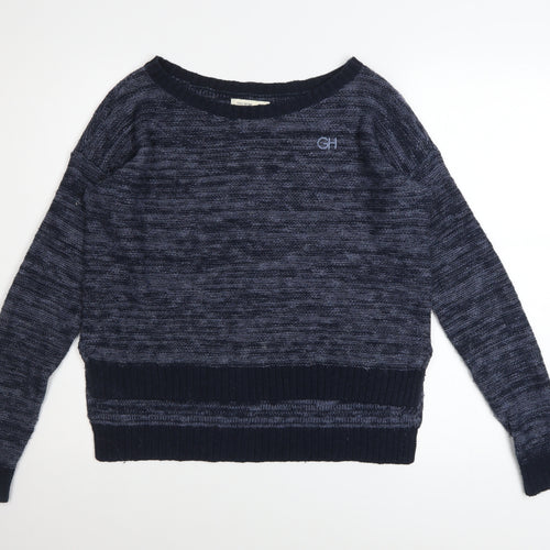 Gilly Hicks Womens Blue Cotton Blend Boat Neck Pullover Jumper XS