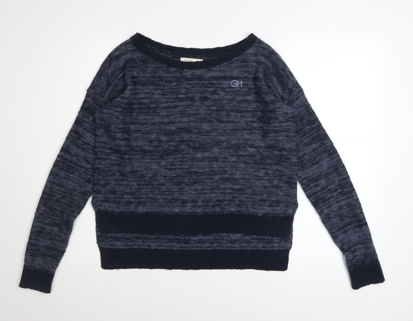 Gilly Hicks Womens Blue Cotton Blend Boat Neck Pullover Jumper XS