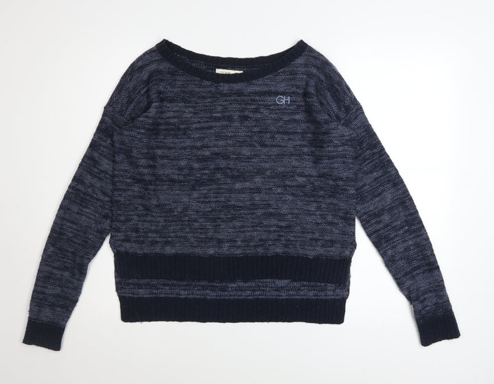 Gilly Hicks Womens Blue Cotton Blend Boat Neck Pullover Jumper XS