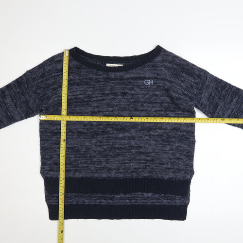 Gilly Hicks Womens Blue Cotton Blend Boat Neck Pullover Jumper XS