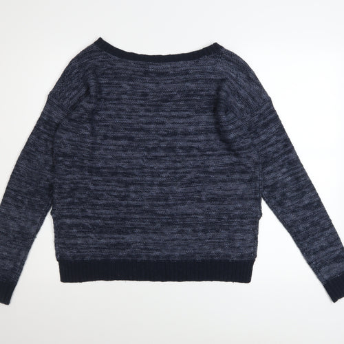 Gilly Hicks Womens Blue Cotton Blend Boat Neck Pullover Jumper XS