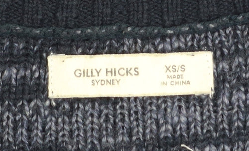 Gilly Hicks Womens Blue Cotton Blend Boat Neck Pullover Jumper XS