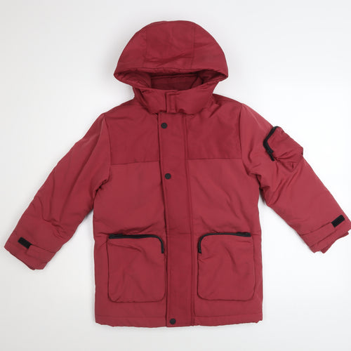 Marks and Spencer Boys Red Hooded Parka Coat 6-7 Years Padded Winter Jacket