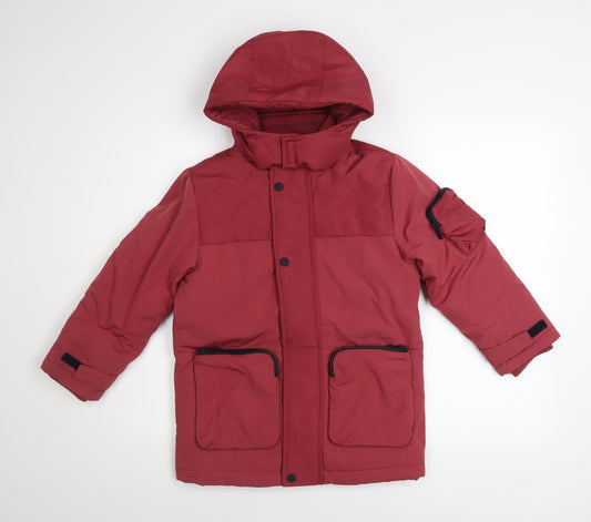 Marks and Spencer Boys Red Hooded Parka Coat 6-7 Years Padded Winter Jacket