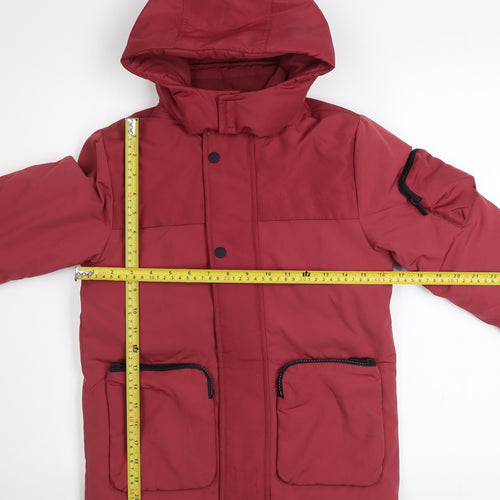 Marks and Spencer Boys Red Hooded Parka Coat 6-7 Years Padded Winter Jacket