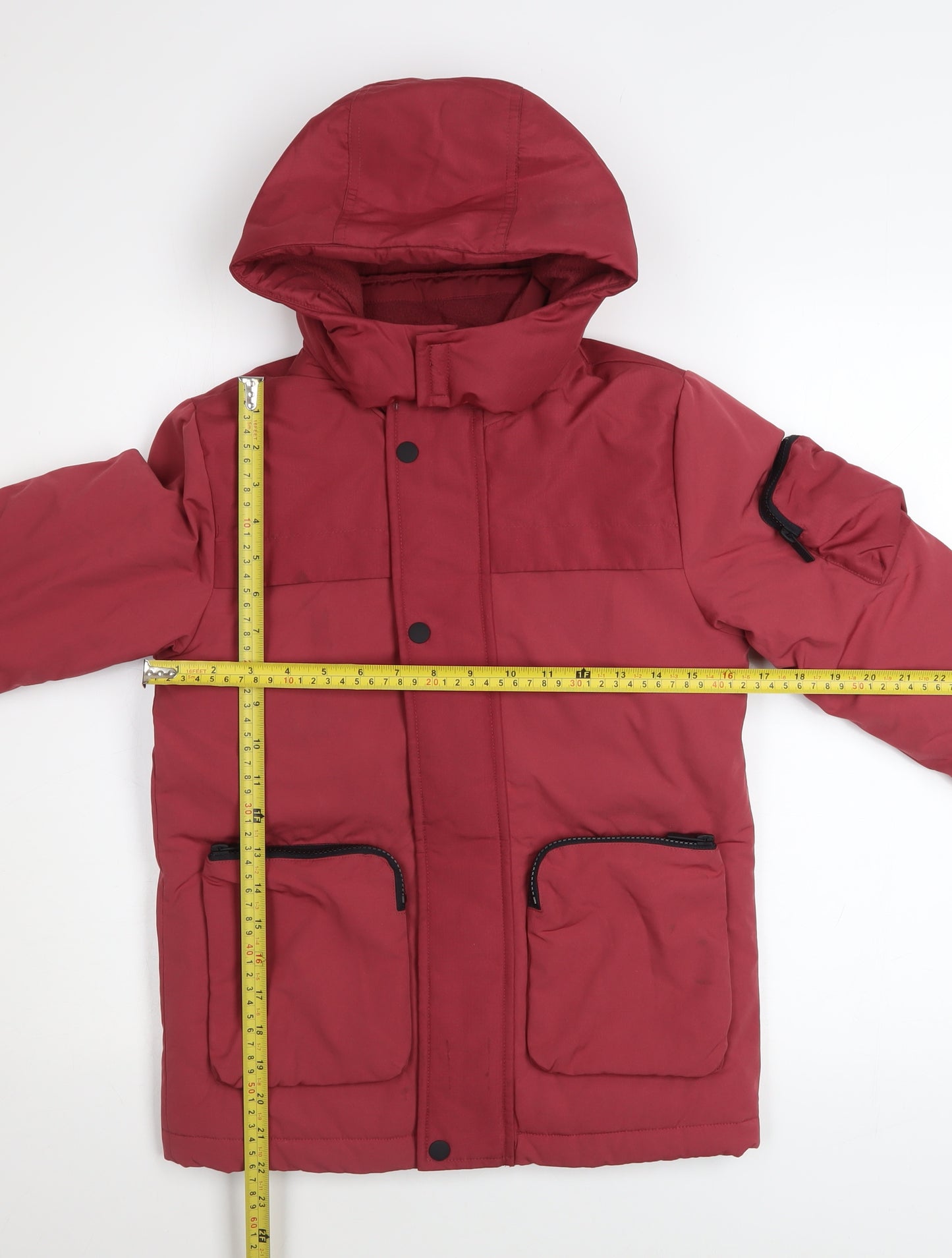 Marks and Spencer Boys Red Hooded Parka Coat 6-7 Years Padded Winter Jacket