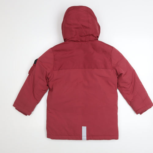 Marks and Spencer Boys Red Hooded Parka Coat 6-7 Years Padded Winter Jacket
