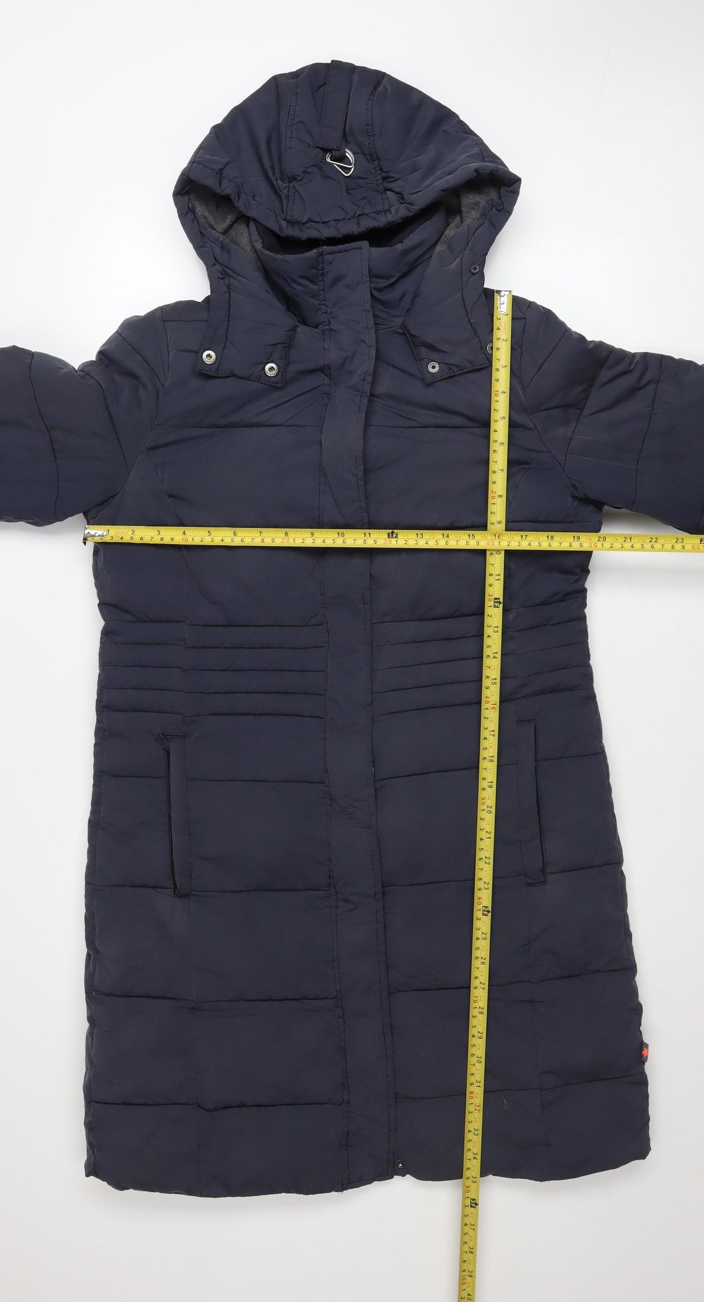 White Stuff Women Blue Long Hooded Puffer Coat Size 12