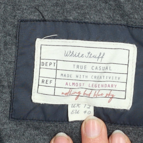 White Stuff Women Blue Long Hooded Puffer Coat Size 12