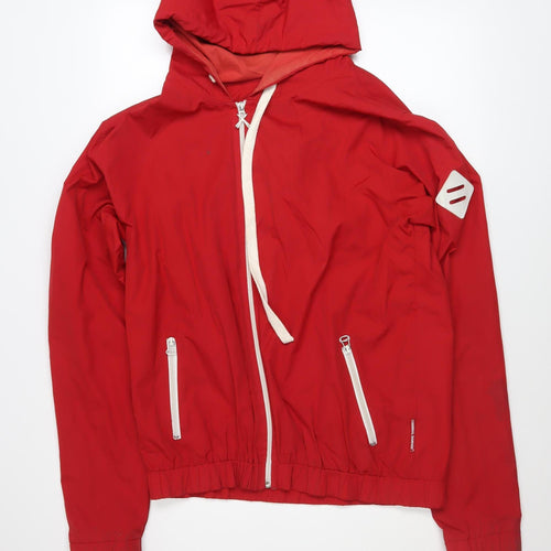 Criminal Damage Men's Red Hooded Windbreaker Jacket Size M
