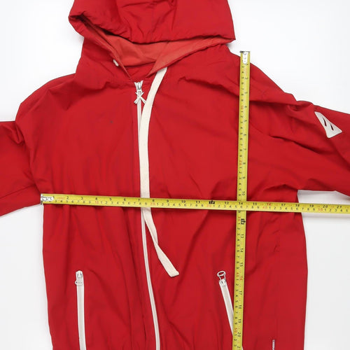 Criminal Damage Men's Red Hooded Windbreaker Jacket Size M