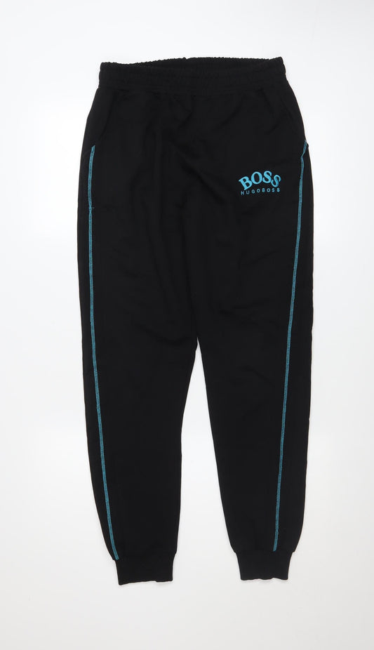 Hugo Boss Men's Black XL Jogger Sweatpants with Blue Side Stripes