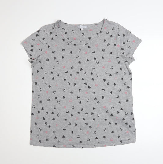 Red Herring Women’s Grey Heart Print Short Sleeve T-Shirt Size 18