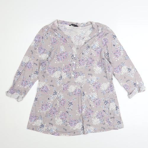 M&Co Women's Beige Floral Cotton Tunic Blouse Size 12