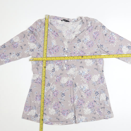 M&Co Women's Beige Floral Cotton Tunic Blouse Size 12