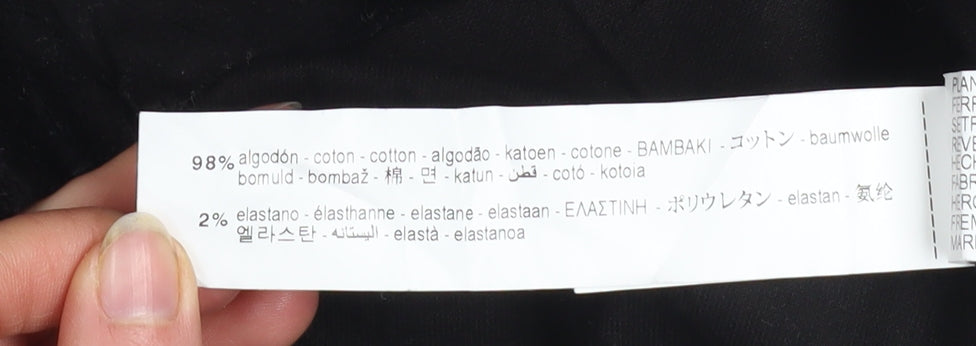 ZARA Womens Black A-Line Button Front Corduroy Mini Skirt Size S