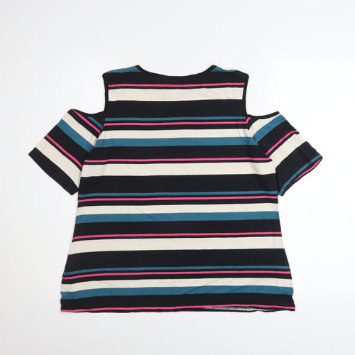 Dorothy Perkins Women’s Multicoloured Striped Cold Shoulder T-Shirt UK 16
