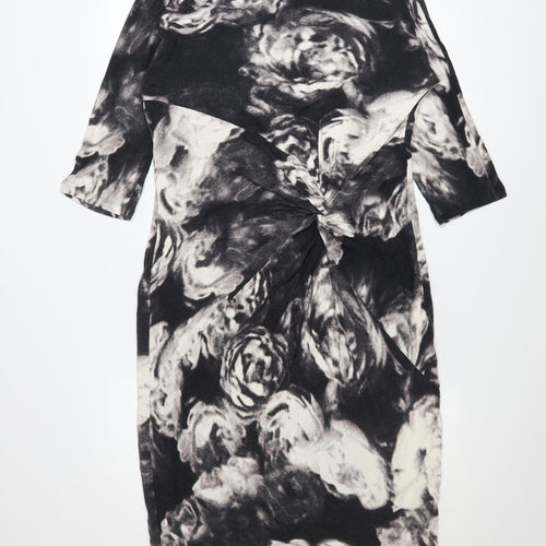Damsel in a Dress Women's Black Floral Twist Bodycon Size 14