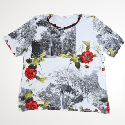 Fashion Highlight Women’s Red Floral Print Short Sleeve Viscose T-Shirt Size 20