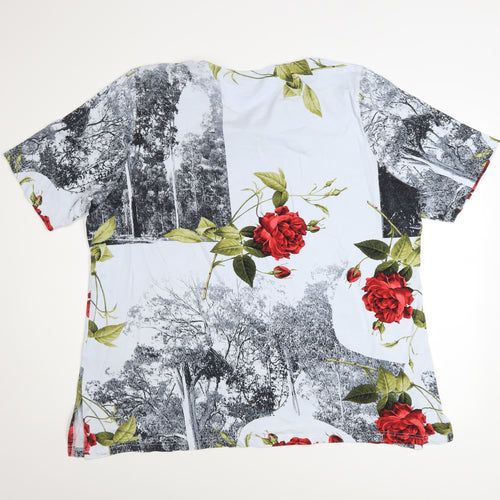 Fashion Highlight Women’s Red Floral Print Short Sleeve Viscose T-Shirt Size 20