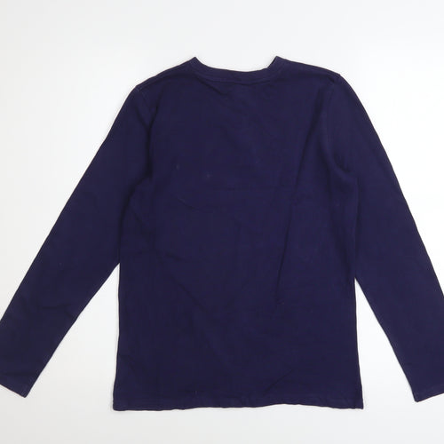 Mini Boden Boys Navy Long Sleeve Henley T-Shirt 9-10 Years Cotton
