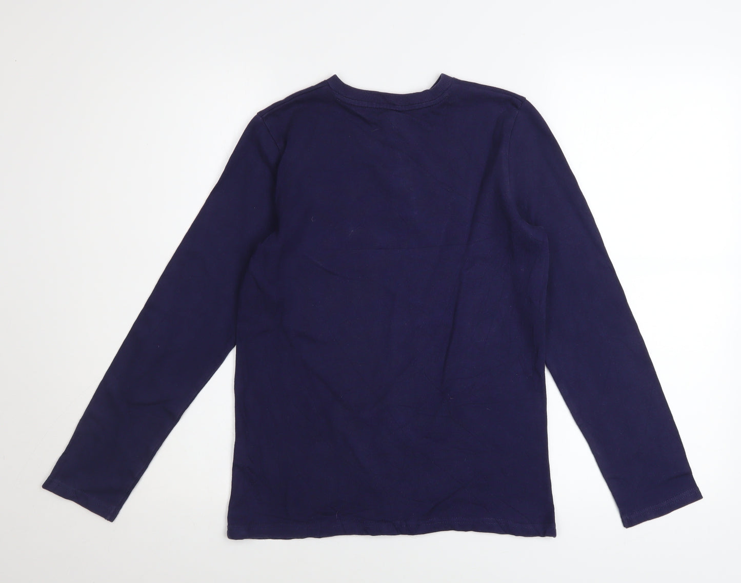 Mini Boden Boys Navy Long Sleeve Henley T-Shirt 9-10 Years Cotton