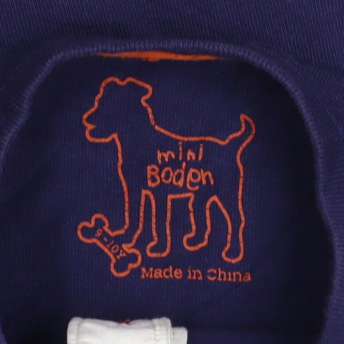 Mini Boden Boys Navy Long Sleeve Henley T-Shirt 9-10 Years Cotton