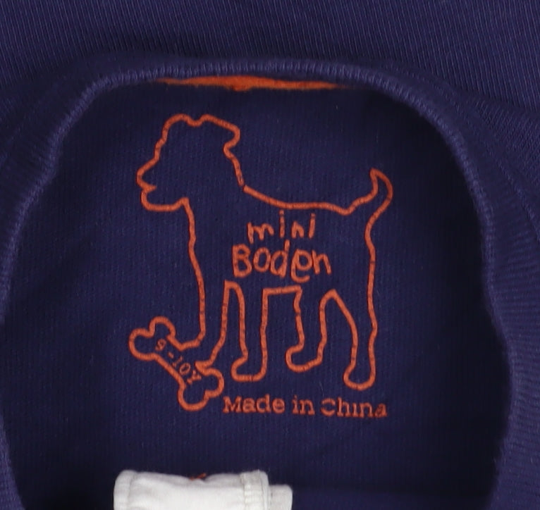 Mini Boden Boys Navy Long Sleeve Henley T-Shirt 9-10 Years Cotton