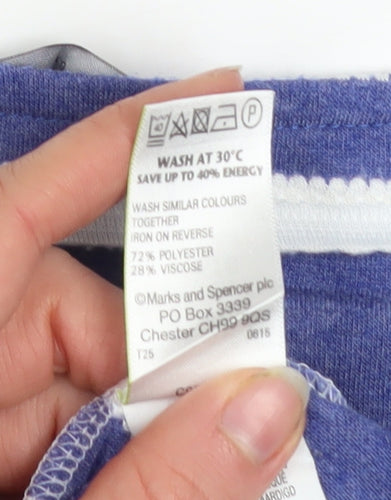 Marks and Spencer Women Blue Striped 3/4 Sleeve Boat Neck T-Shirt Size 16