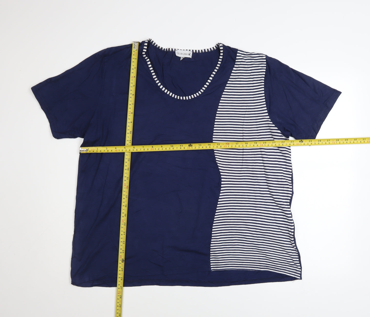Georgina B Women’s Blue Striped Relaxed Fit Plus Size T-Shirt